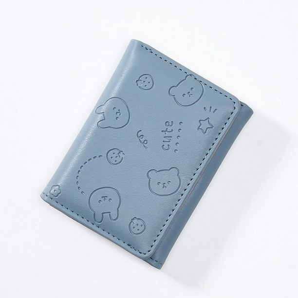 Cartera pequeña para mujer, de color liso, sencilla, con múltiples tarjetas, bonita, para estudiantes