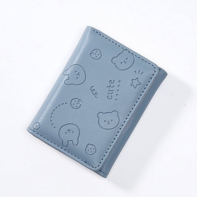 Cartera pequeña para mujer, de color liso, sencilla, con múltiples tarjetas, bonita, para estudiantes