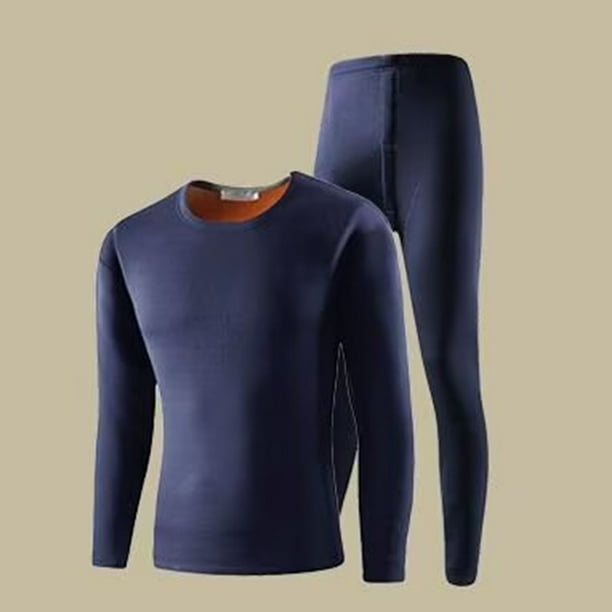 Conjuntos de ropa interior térmica para hombre, jersey liso informal de manga larga, alta elasticidad, ropa interior y pantalones abrigados, traje para hombre, camisetas y pantalones de poliéster.