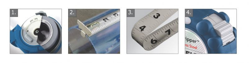 4 Pack Komelon SS116 16' x 1" Stainless Steel Rubber Gripper Tape Measure Double Sided Blade