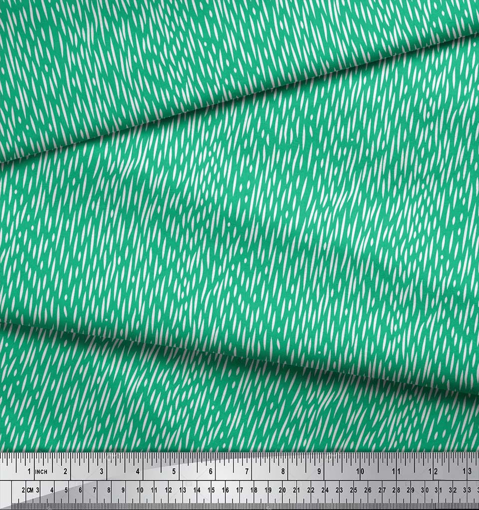 Soimoi Green Viscose Chiffon Fabric Brush Stroke Abstract Printed Craft Fabric by the Yard 42 Inch Wide