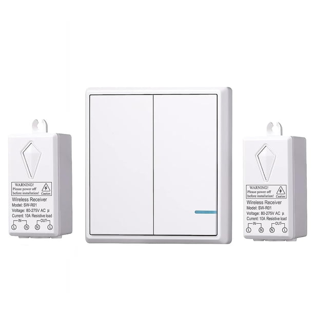 Kit de interruptor de luces inalámbrico para exteriores e interiores, control remoto inteligente, no requiere cableado en la pared para ventiladores de techo, lámparas, fácil de usar.