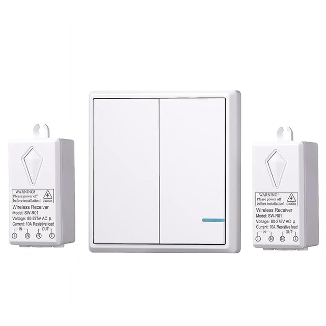 Kit de interruptor de luces inalámbrico para exteriores e interiores, control remoto inteligente, no requiere cableado en la pared para ventiladores de techo, lámparas, fácil de usar.