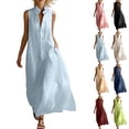 thumbnail image 1 of justHIGH Robe d'Été Décontractée Sans Manches pour Femme, Robe de Plage pour Vacances, Coupe Ample, Col Ras du Cou, Maxi, Style Camisole, avec Poches, Vert Armée, m, 1 of 7