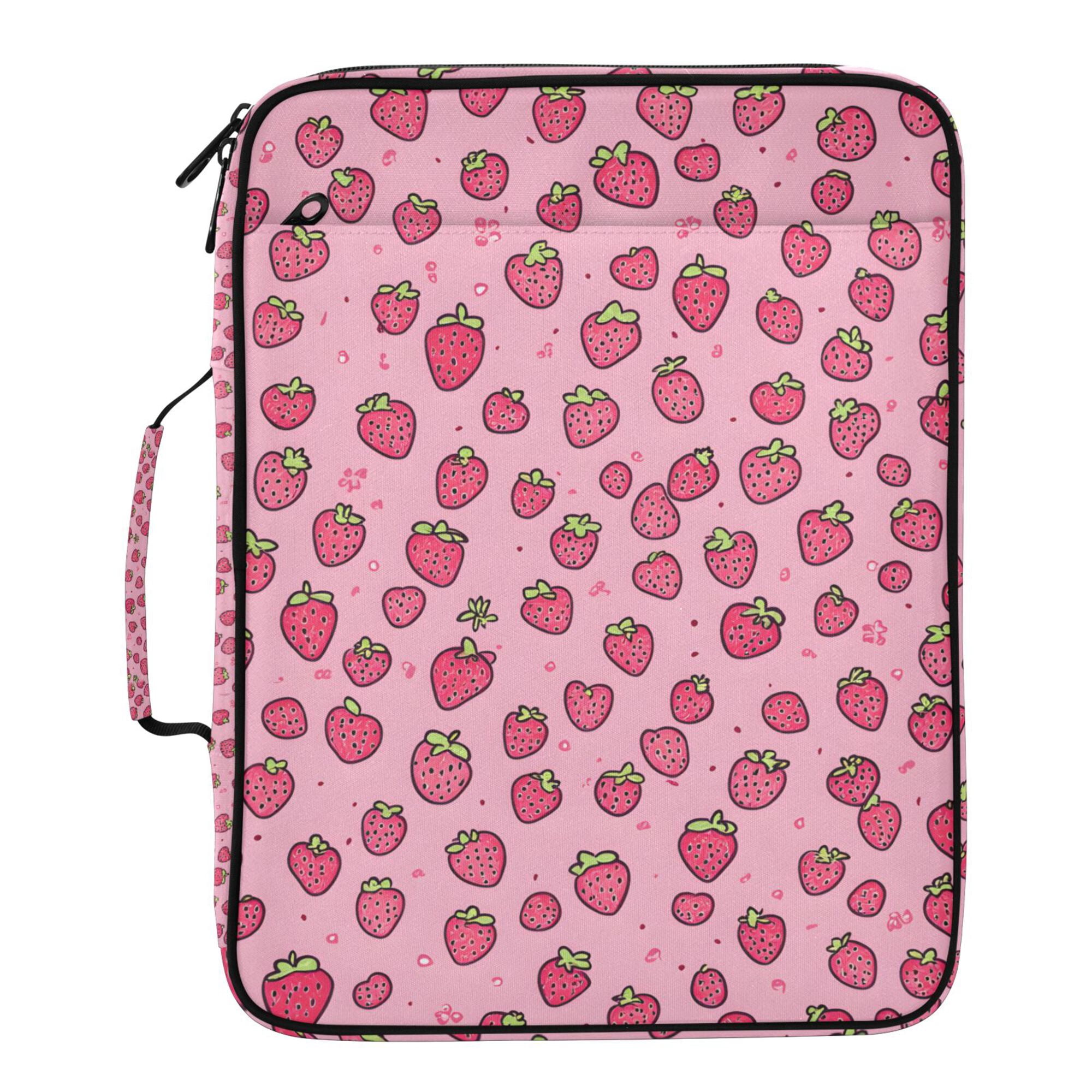 FORMRS Accordion File Folder A4 Size 7-Pocket Expanding Document Organizer Bag with 3 Ring Binder, Strawberry Bliss