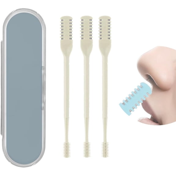 2 in 1 Nasal Hair Cutter, Double Sided Manual Nose Ear Hair Trimmer with 360° Rotating Head, Compact for Home & Travel