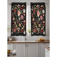 thumbnail image 2 of Watercolor Flowers Tier Curtains 45 Inch Length,Sheer Curtains for Bedroom Living Room Window Farmhouse Floral Vintage Black Rod Pocket Drapes Kitchen Curtains Small Half Window 27.5"x45" 2 Panels, 2 of 6