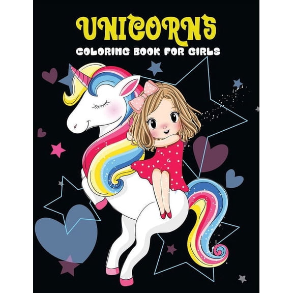 Unicorns coloring book for girls: Awesome collection of 50 Unicorn illustrations, (Paperback)