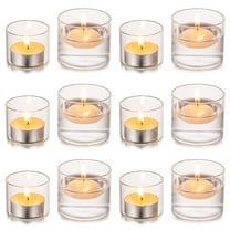 Nuptio Glass Votive Candle Holders ,Clear Tea Light Holders for Floating Candles 6S 6L, 12pcs