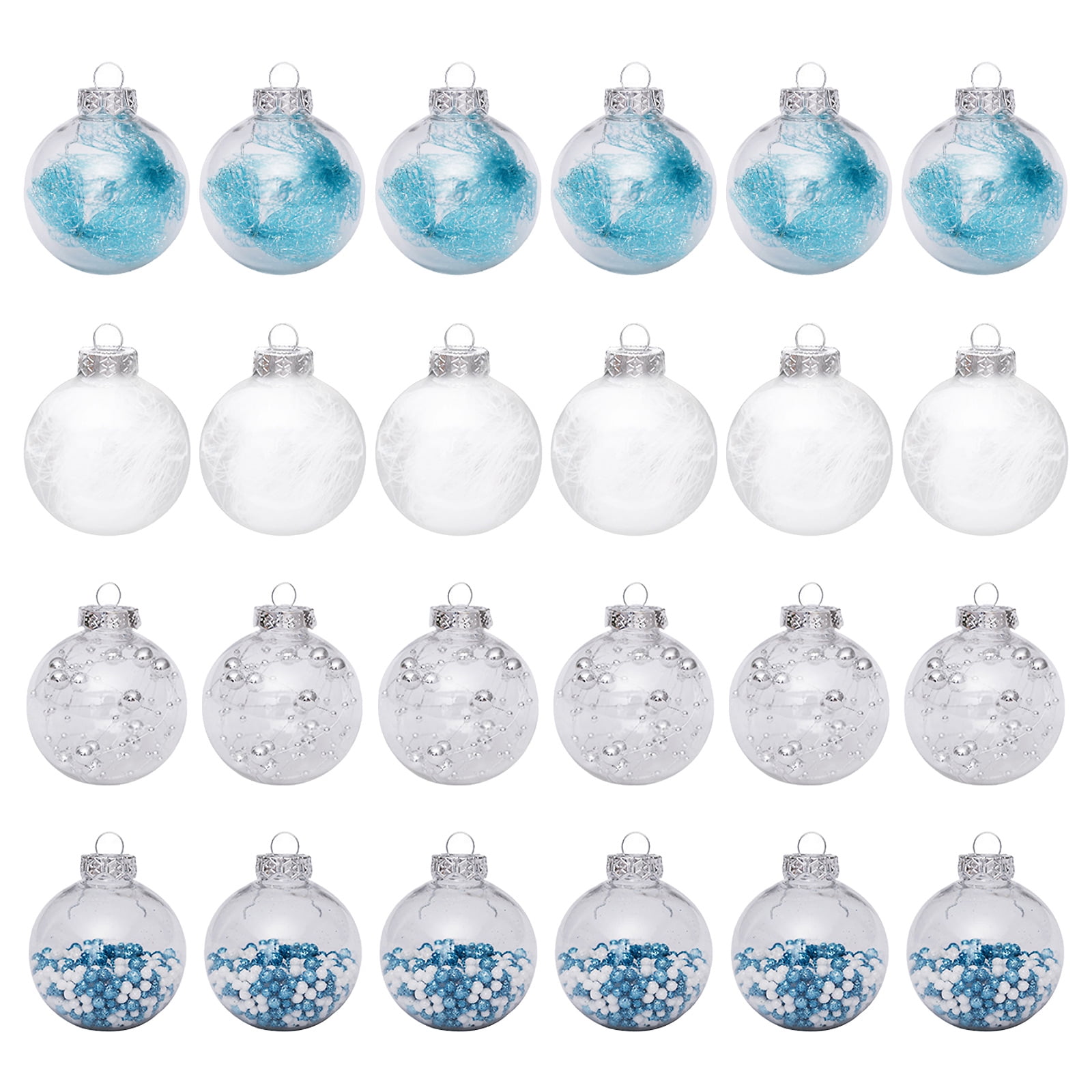 24pcs Glitter Christmas Baubles Xmas Tree Ornament Hanging Ball Decor 6cm DIY 