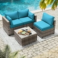thumbnail image 7 of Kimunuk Outdoor Replacement Cushions for Patio Furniture, 4" Foam High-Density, 8-Piece Water-Resistant Outdoor Cushion for 3-Seat Sectional Patio Conversation Sets, Liner&Cover, Lake Blue, 7 of 7