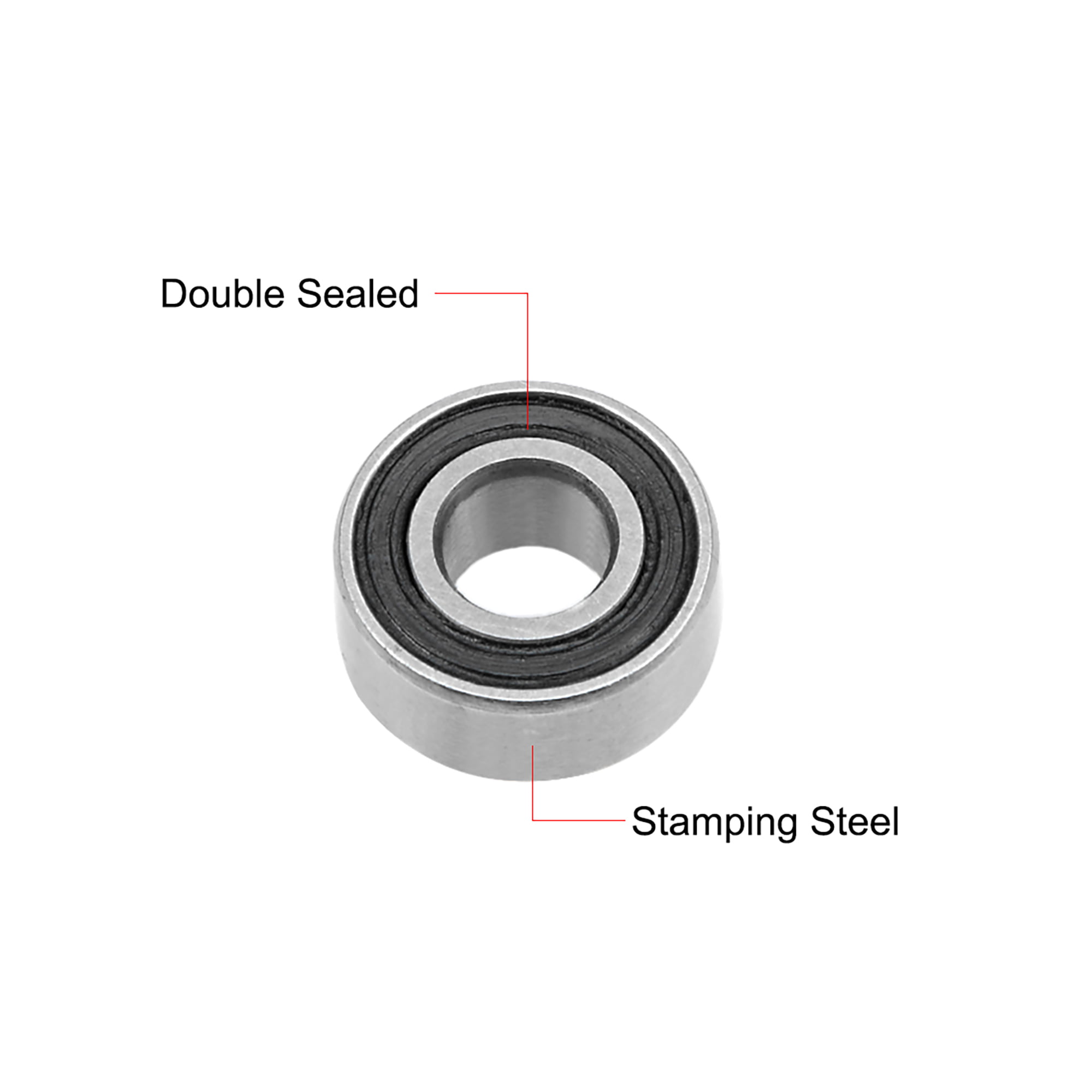 sourcing map 683-2RS Deep Groove Ball Bearing 3x7x3mm Double Sealed ABEC-3 Bearings 5-Pack
