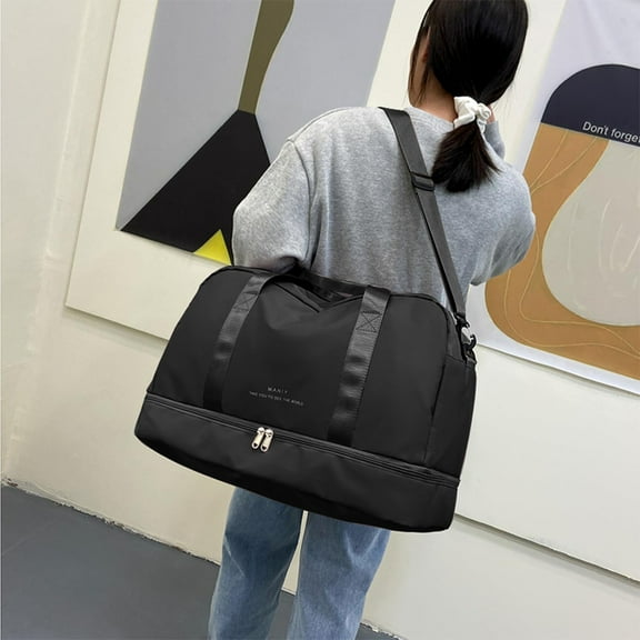 LIJCC Light Gym Bag with Shoe Compartment Expandable Large Gym Bags Capacity Sports Travel Duffle Bag with Wet Pocket for Lady Weekender Overnight Aircraft Bag Tote Bag