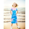 thumbnail image 3 of Mikrdoo Girls' Tie-Dye Midi Dress Summer Casual Short Sleeve Crew Neck Slim Sundress 6-12 Years, 3 of 7