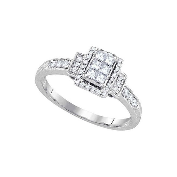 14kt White Gold Womens Princess Diamond Cluster Ring 3/8 Cttw