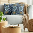 thumbnail image 5 of Ambesonne Vintage Throw Pillow Cover 2 Pack, Oriental Tile Effects, 24", Mustard Royal Blue, 5 of 7