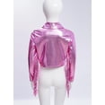 thumbnail image 4 of vastwit Kids Girls Shiny Metallic Tassels Fringed Cowgirl Jacket Long Sleeve 70s Party Disco Jazz Hip Hop Dance Tops Pink 8, 4 of 7