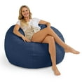 thumbnail image 4 of Jaxx Saxx Shearling Faux-Lamb 4 Ft Large Round Bean Bag, Indigo, 4 of 4
