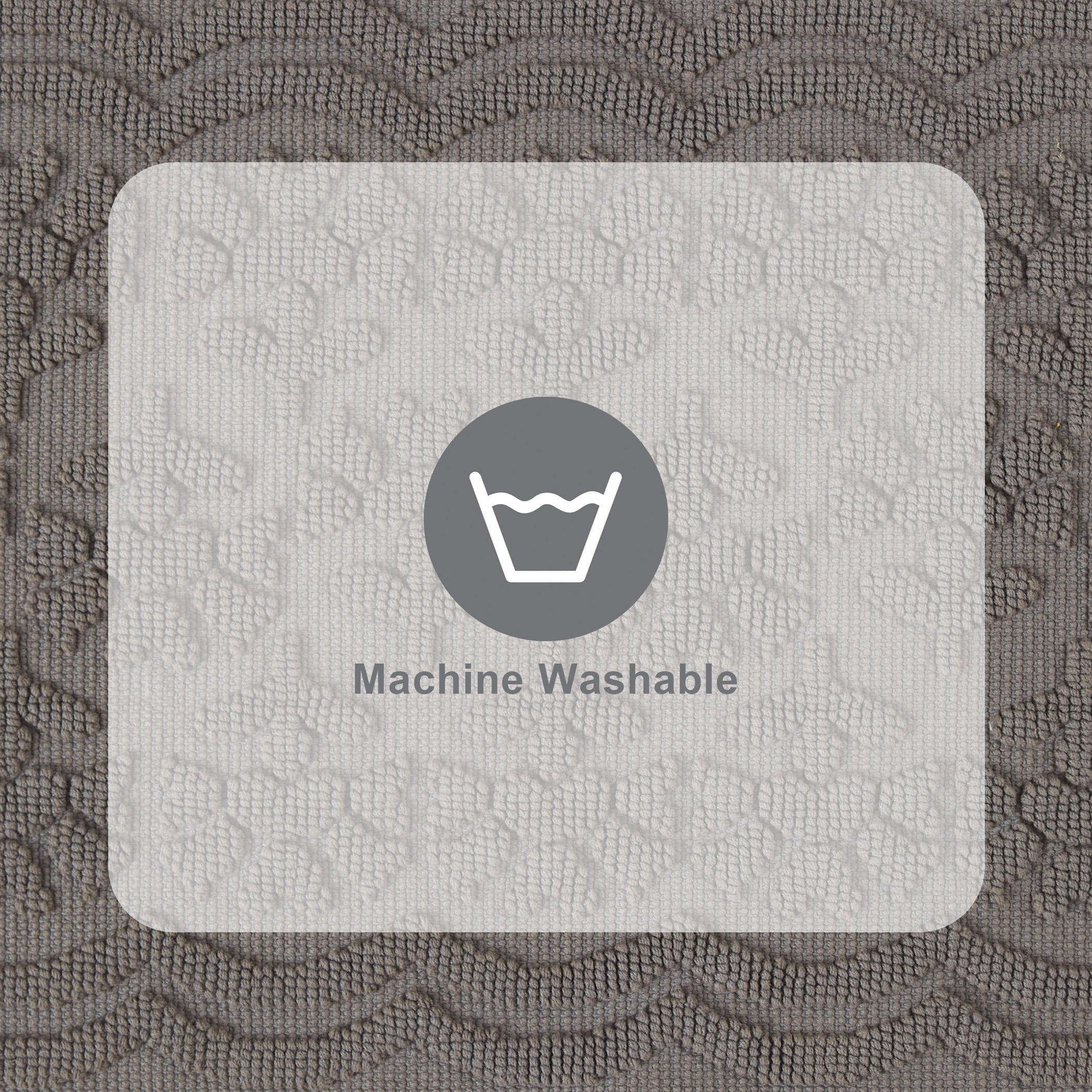 Beautiful Floral Block Scallop 2 Piece Bath Rug Set by Drew Barrymore, Charcoal Grey, 17" x 24" & 20" x 30"