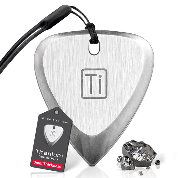 GPCA Titanium Guitar Pick, 3mm Thick Metal Guitar Pick for Guitar, Bass, and Ukulele, comes with Wrist Strap, Must-Have Guitar Accessories,