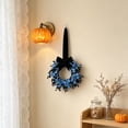 thumbnail image 4 of Small Black Boxwood Halloween Wreath 8.7", Round Rattan Twig Branch Wreath, Gothic Artificial Fall Floral Wreaths, Kitchen Cabinet Table Decor for Home Party, D, 4 of 6