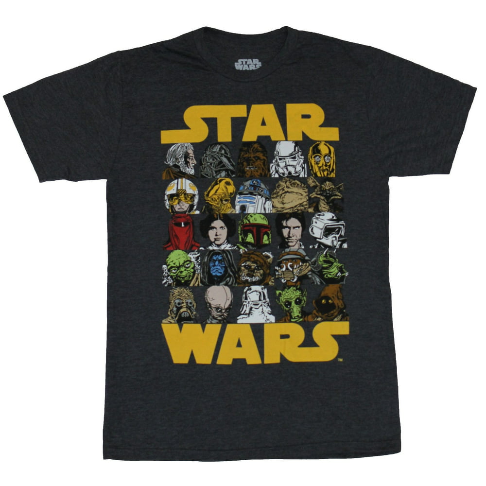 Star Wars - Star Wars Mens T-Shirt - Yellow Logo With 25 Character ...