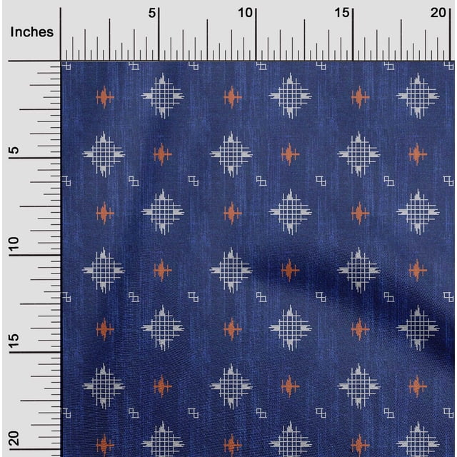oneOone Cotton Silk Fabric Check Kasuri Print Fabric By The Yard 42 Inch Wide