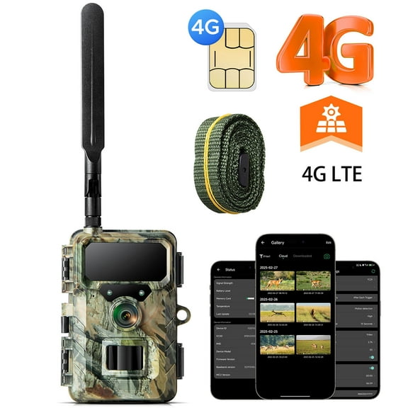 CAMPARK Cellular Trail Camera, 32MP 1080p Game Camera Built-in 4G LTE SIM Card, Lifelong Free Cloud Storage, Night Vision Waterproof Hunting Cam