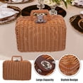 thumbnail image 4 of PAMINGONO Light Brown Retro Style Handwoven Suitcase with Lock Practical Storage Box, 4 of 6