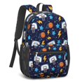 thumbnail image 2 of Basketball and Star Navy Pattern 17" Waterproof Oxford School Backpacks for Teens, S-Shape Padded Straps, for School, Travel, Hiking, Camping, 2 of 5