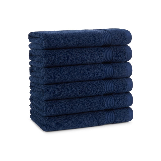 Juego de toallas de mano Arkwright, 100% algodón, 600 g/m², paquete de 6, azul marino