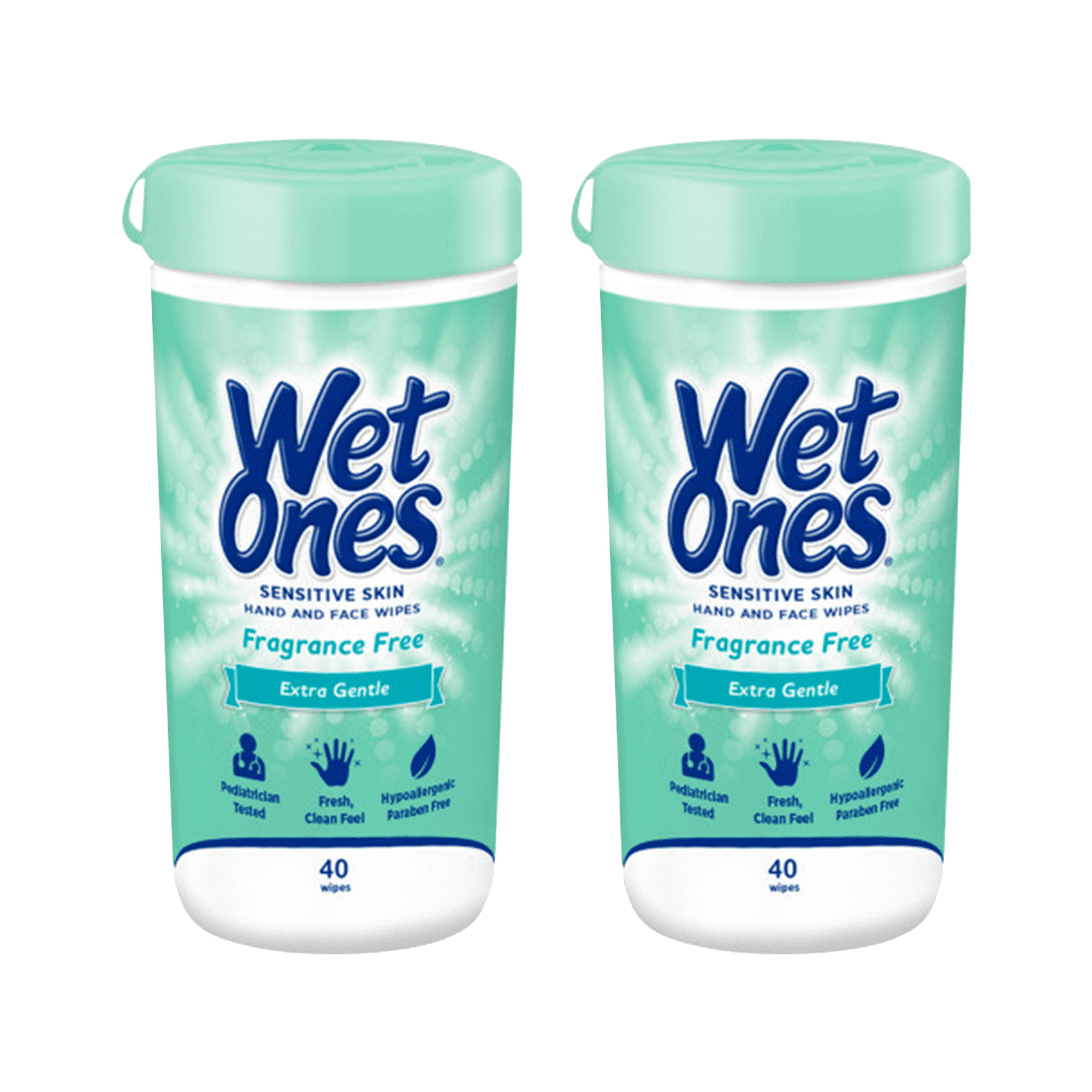 Wet Ones Sensitive Hand and Face Wipes, Sensitive Skin, Fragrance Free, 40 Count Canister (Pack