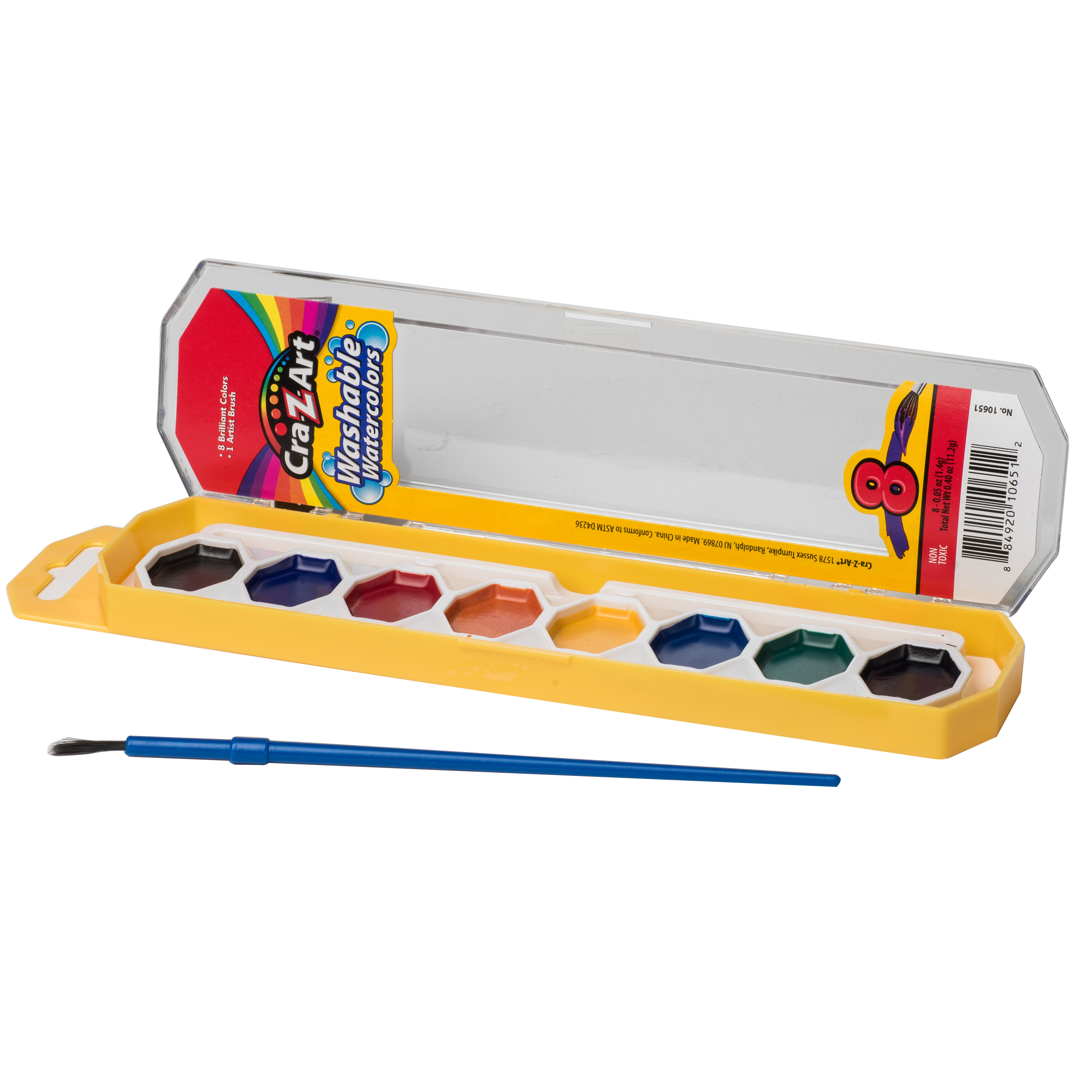 Cra-Z-Art 8 Count Washable Watercolor Paints with Brush, Multicolor, Child to Adult, Back to School - image 3 of 9