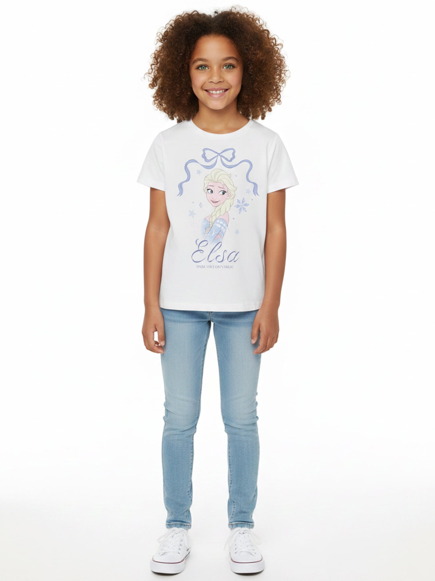 Frozen, Girls' Short Sleeve T-Shirt, Elsa Bow Portrait, Sizes 4-16