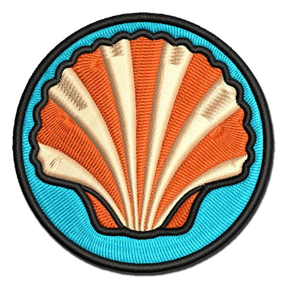 Scallop Seashell Beach Shell Applique Multi-Color Embroidered Iron-On Patch - 2.5 Inch Small