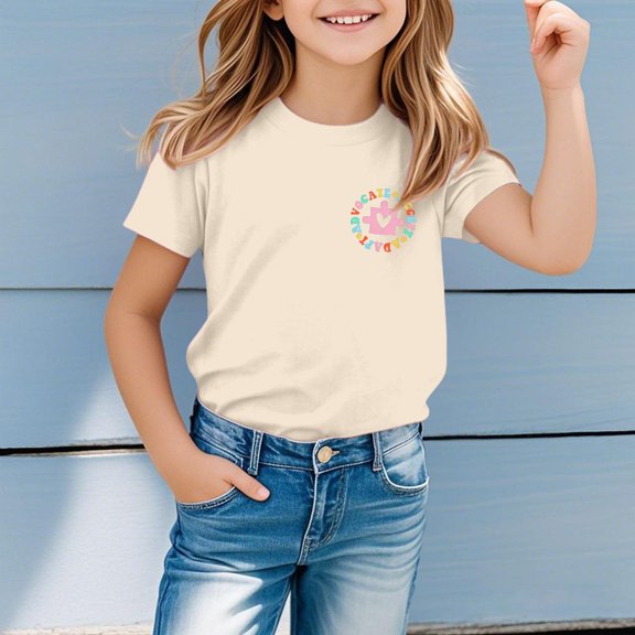 Boys Tshirts Boys Autism Awareness Graphic Tee Soft Casual Kids Top Girls' Tops Beige 1-2 Years