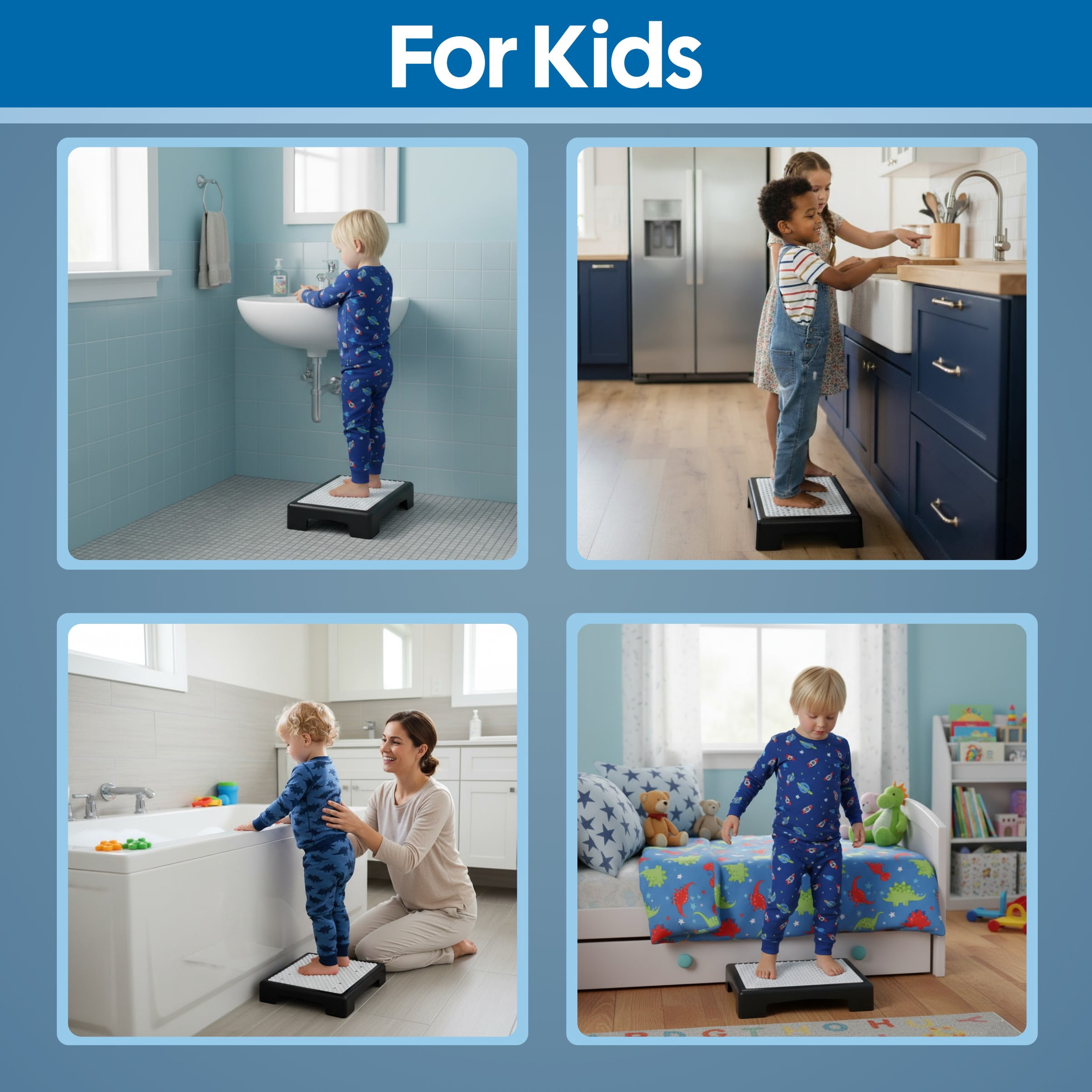 Bluestone One Step Stool Seniors & Adults with Slip-Resistant Top and 250lb Capacity - Indoor/Outdoor Mobility Step Stool Platform for Bathroom, Kitchen and Bedroom