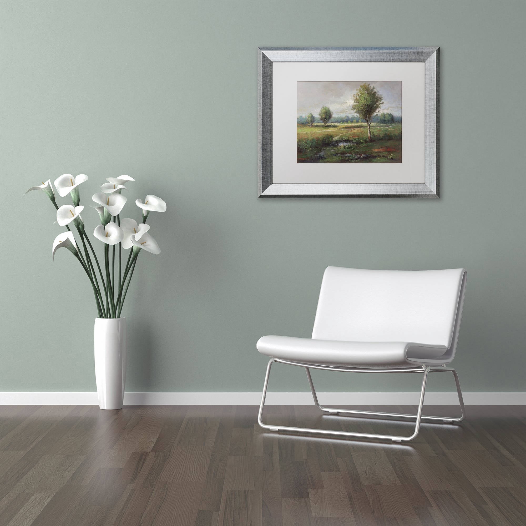 Trademark Fine Art "Lonely Tree" Canvas Art by Daniel Moises, White Matte, Silver Frame