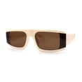 thumbnail image 1 of Mod Retro Flat Top Narrow Rectangle Exposed Lens Sunglasses Ivory Brown, 1 of 4