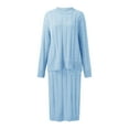 thumbnail image 2 of LEKODE 2 Piece Outfits Sweater Skirt Set Sweater Skirt Set Cable Knit Sweater Set Going Out Sets Sweater Dress Long Skirts for Women Sweatsuits Women 2 Piece Outfit Sky Blue 3xl, 2 of 5