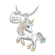 Cute Beautiful Rainbow Unicorn Necklace Fashion Cartoon Animal Necklaces for Kids Heart Statement Jewelry Gifts 2020 New