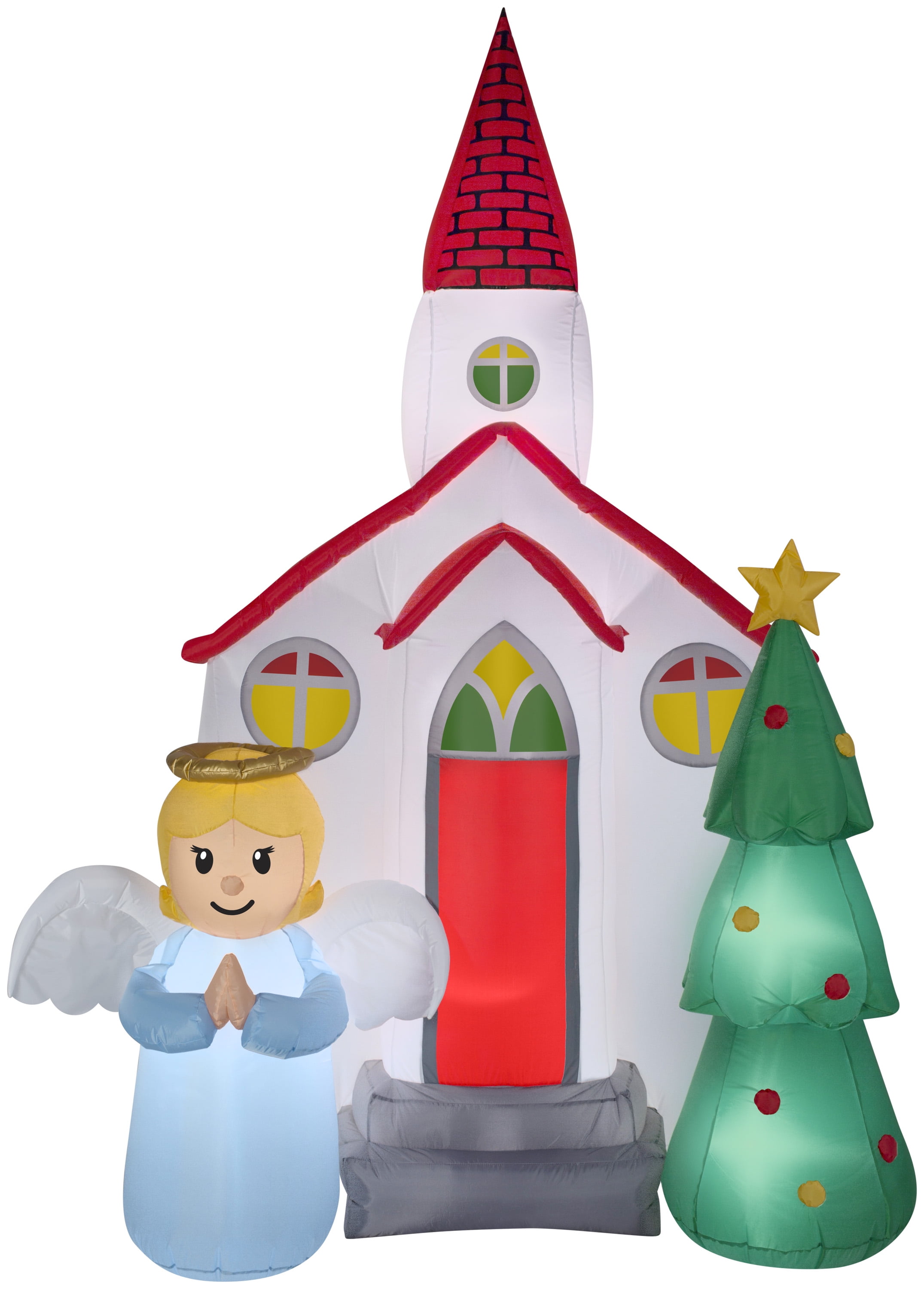 Gemmy Christmas Airblown Inflatable Church Scene, 7.5 ft Tall ...