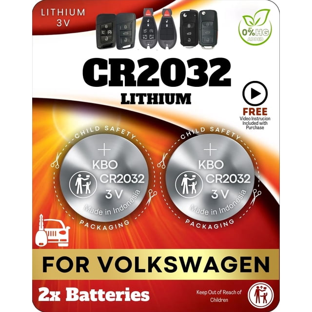 Pila CR2032 para control remoto de Volkswagen, paquete de 2
