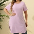 thumbnail image 6 of Werulen Dresses for Women 2023, Side Slit Tshirt Dresses Summer Round Neck Short Sleeve Plus Size Knee-length Womans Dresses, 6 of 7