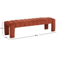 thumbnail image 3 of SAFAVIEH Couture Bellisima Solid Tufted Velvet Modern Bench, Rust, 3 of 6