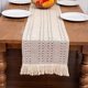 thumbnail image 3 of Nvzi Camino de mesa, camino de mesa bohemio de algodón y lino,camino de mesa de estilo rústico con borlas para bodas,decoración rústica para el hogar y el comedor (beige/malla, 12 x 90), 3 of 5
