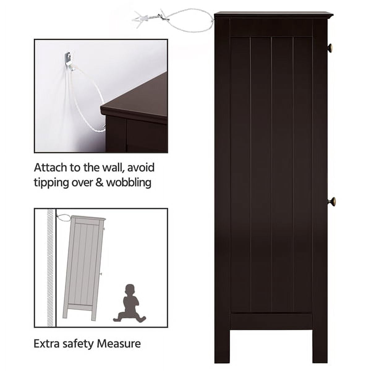 Alden Design Wooden Storage Floor Cabinet with Drawer for Bathroom, Espresso