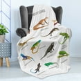 thumbnail image 4 of Reptile Soft Flannel Fleece Throw Blanket, Lizard Family Design on Plain Background Prehistoric Camouflage Exotic Creatures, Cozy Plush for Indoor and Outdoor Use, 60" x 80", Multicolor, by Ambesonne, 4 of 5