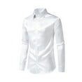 thumbnail image 3 of Gomelly Men Shirt Luxury Tops Casual Dress Mens Solid Party Satin Silk White XS, 3 of 5