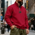 thumbnail image 5 of Miluxas Mens Quarter Zip Pullover Sweaters Casual Slim Fit Knit Texture Sweater Red, 5 of 8